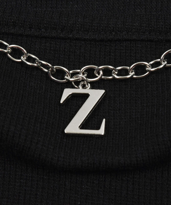 ZIDDY 【 Featured in Nico☆Puchi 】 Chain Detachable Ribbed T-Shirt
