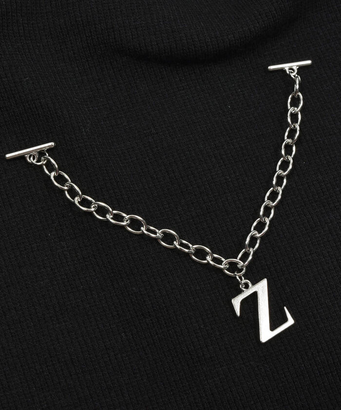 ZIDDY 【 Featured in Nico☆Puchi 】 Chain Detachable Ribbed T-Shirt