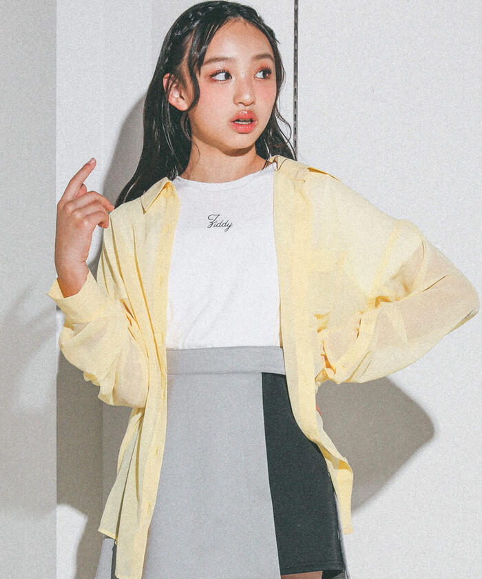 ZIDDY Sleeve-Open Sheer Shirt & T-Shirt Set
