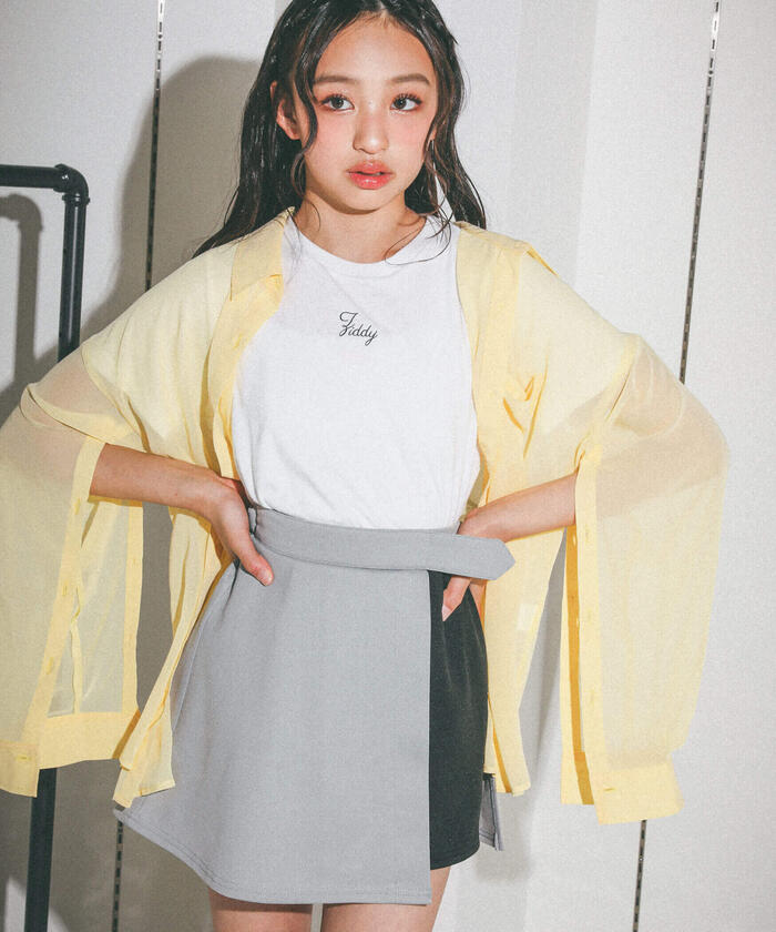 ZIDDY Sleeve-Open Sheer Shirt & T-Shirt Set