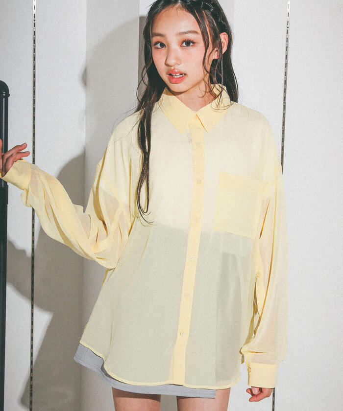 ZIDDY Sleeve-Open Sheer Shirt & T-Shirt Set