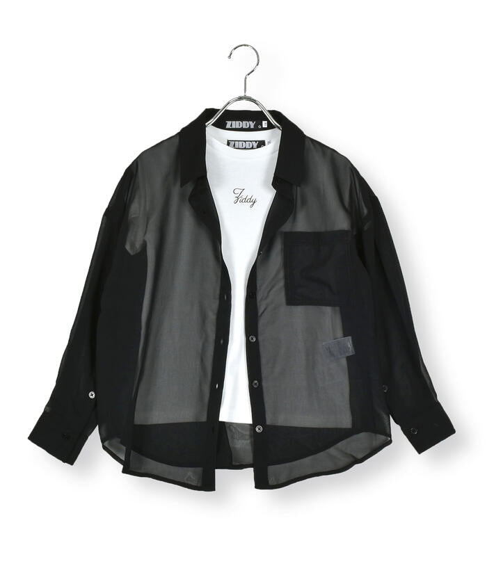 ZIDDY Sleeve-Open Sheer Shirt & T-Shirt Set