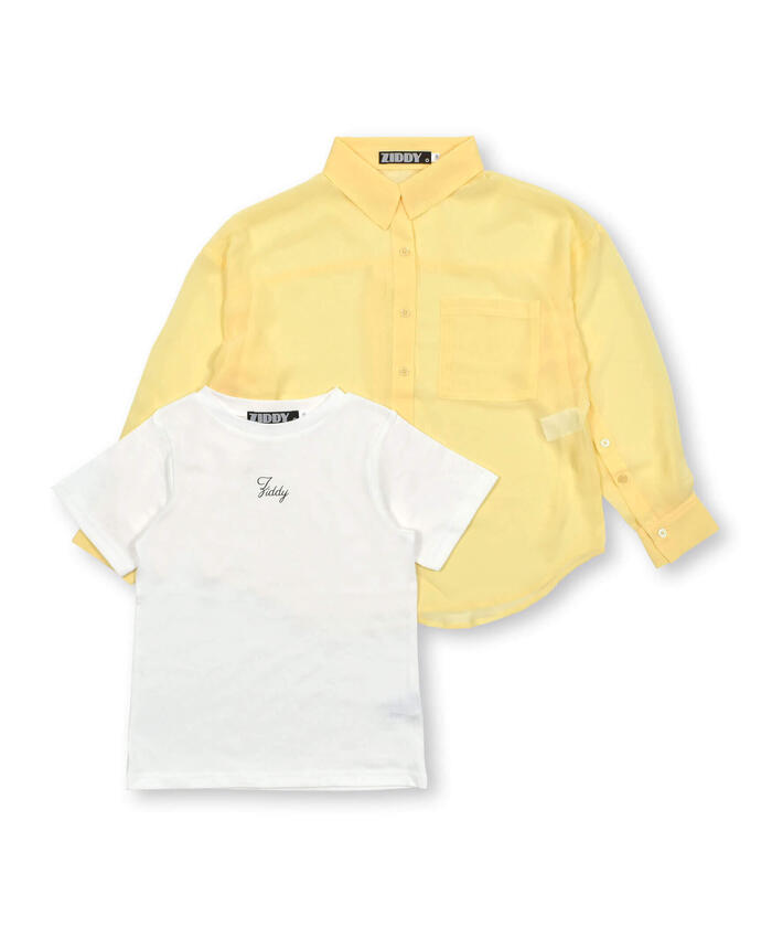 ZIDDY Sleeve-Open Sheer Shirt & T-Shirt Set