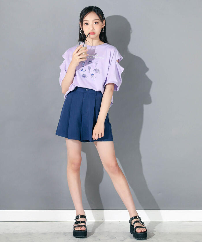 ZIDDY 【 Nico☆Puchi掲載 】 Linen Blend Slub Short Pants