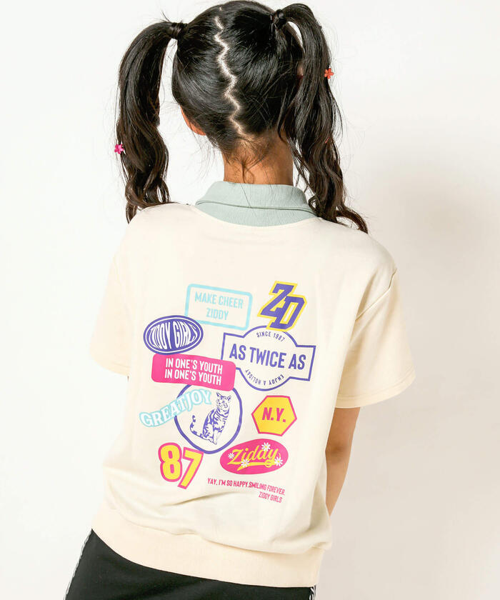 ジディー ZIDDY ハーフジップバックプリントTシャツ