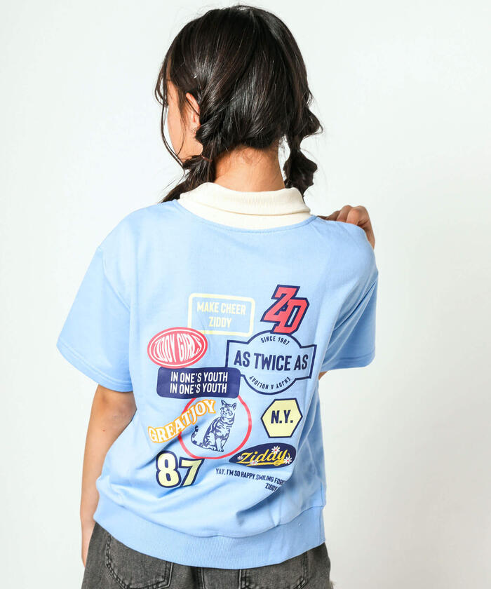 ジディー ZIDDY ハーフジップバックプリントTシャツ