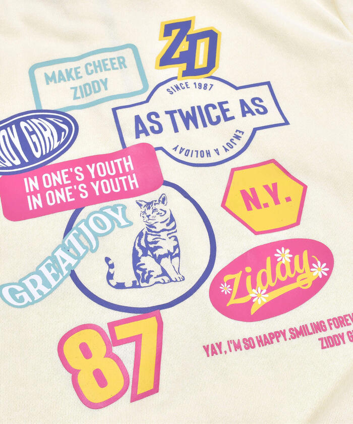 ジディー ZIDDY ハーフジップバックプリントTシャツ