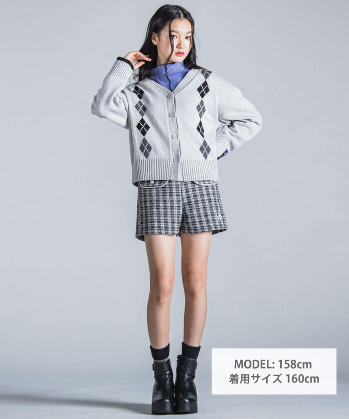 ZIDDY Argyle Check Pattern Cardigan
