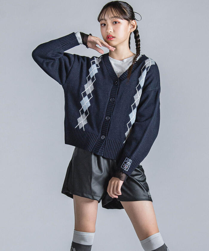 ZIDDY Argyle Check Pattern Cardigan