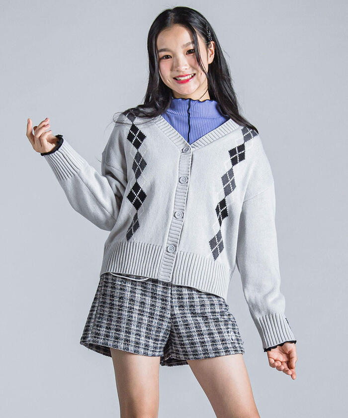ZIDDY Argyle Check Pattern Cardigan