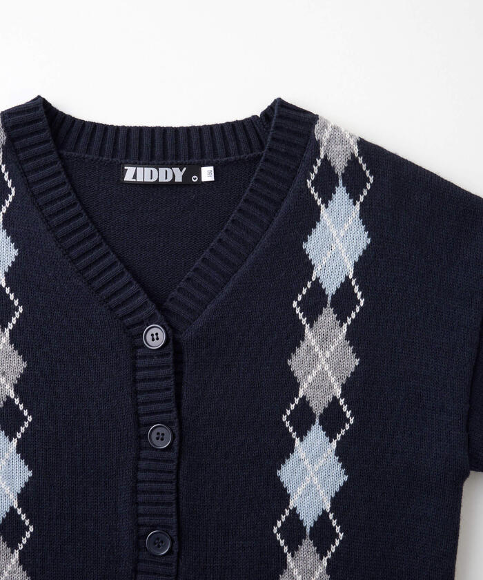 ZIDDY Argyle Check Pattern Cardigan