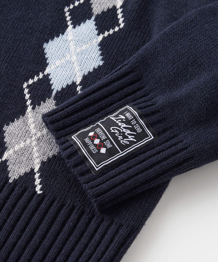 ZIDDY Argyle Check Pattern Cardigan