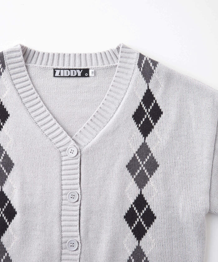 ZIDDY Argyle Check Pattern Cardigan