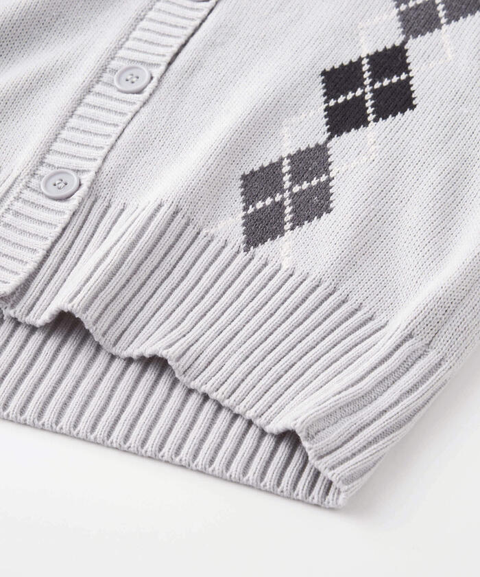 ZIDDY Argyle Check Pattern Cardigan