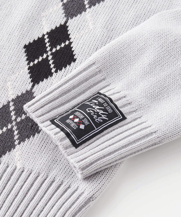 ZIDDY Argyle Check Pattern Cardigan