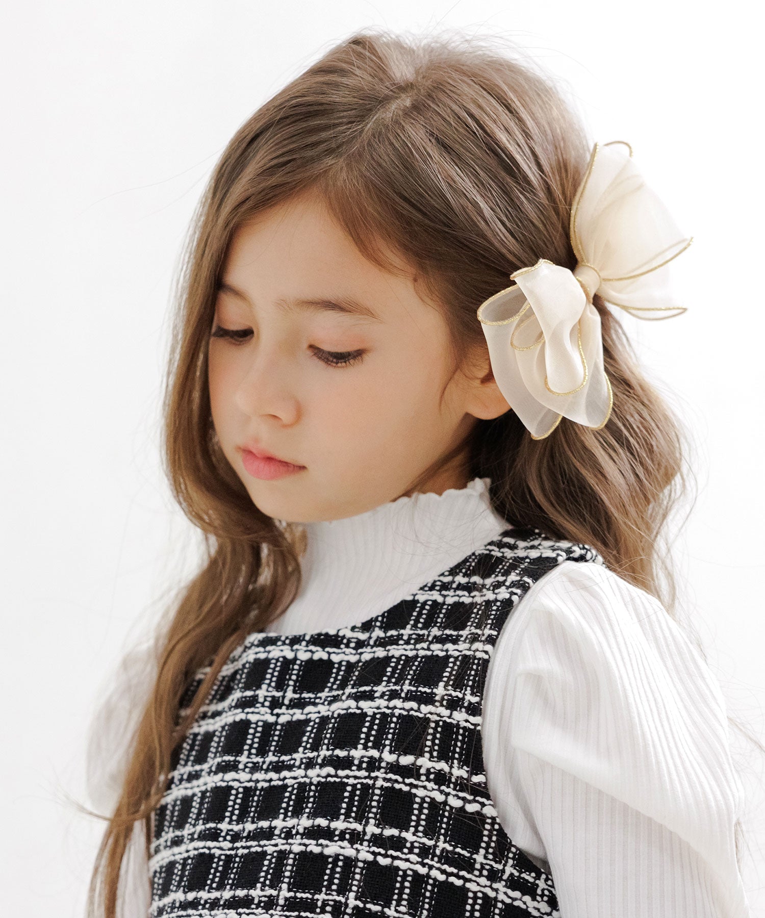 コドモフク ビー 子供服Bee ヘアピン ピンク×チュールリボン