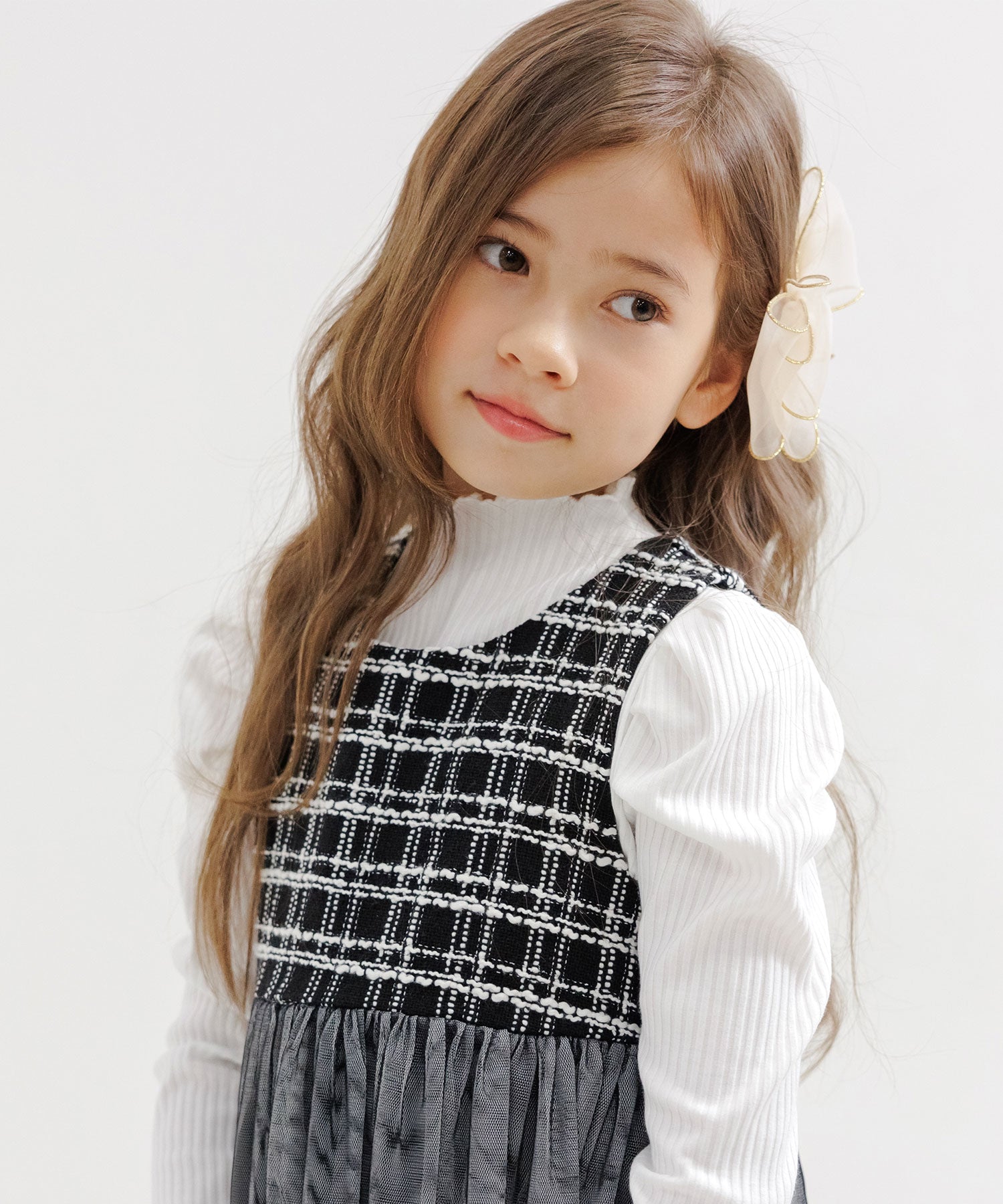 コドモフク ビー 子供服Bee ヘアピン ピンク×チュールリボン