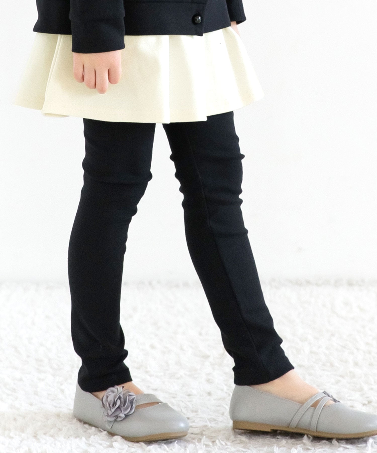 コドモフク ビー 子供服Bee シンプルスカッツ,アイボリー×ブラックレギンス