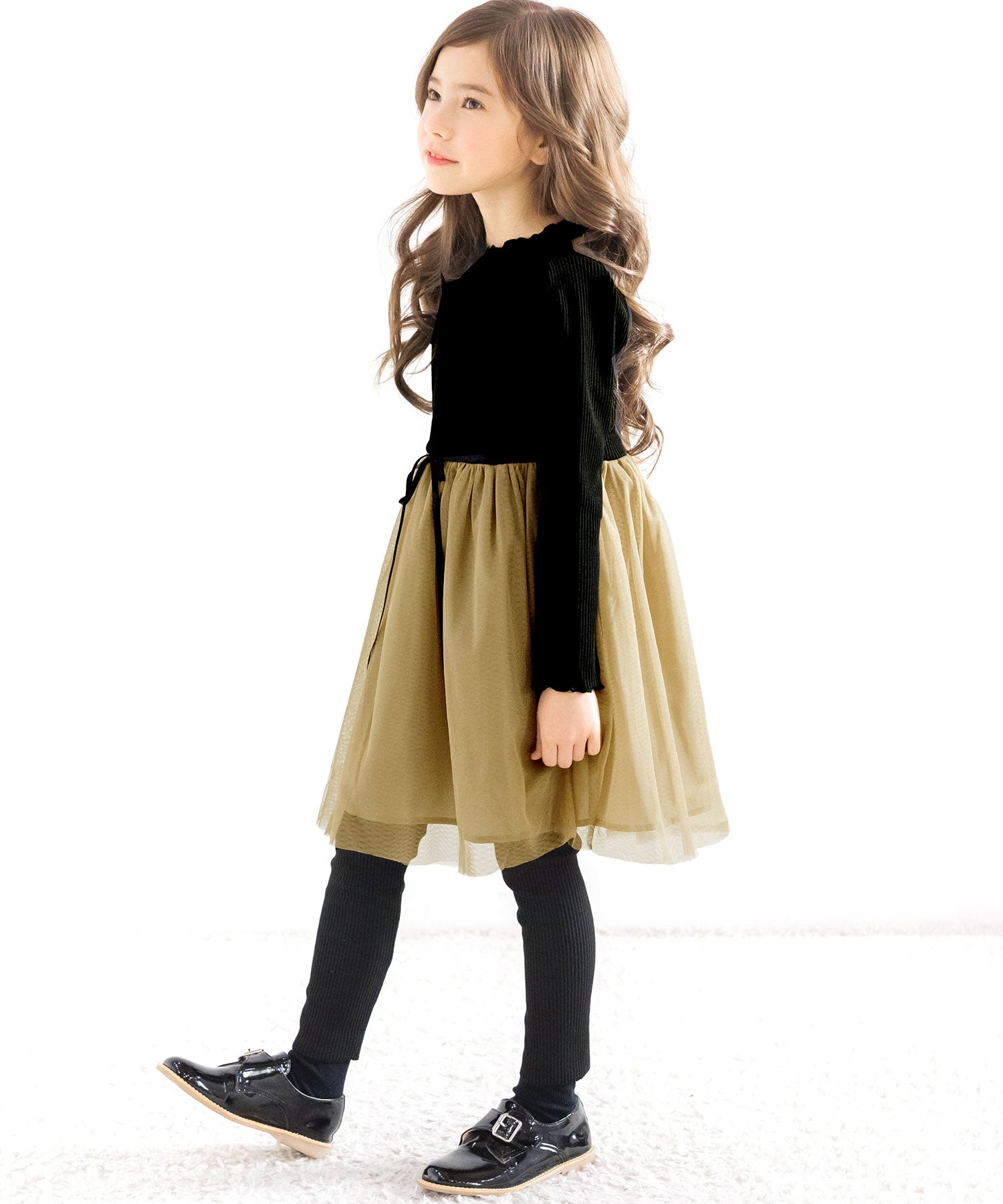 コドモフク ビー 子供服Bee チュール切替ワンピース