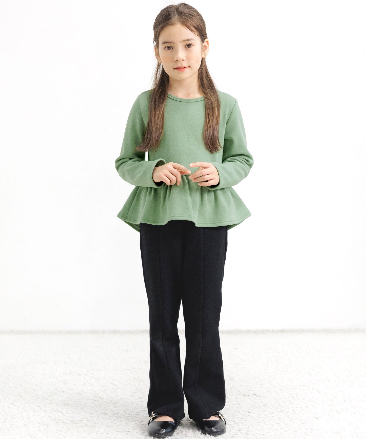 コドモフク ビー 子供服Bee 裏起毛ペプラムトップス
