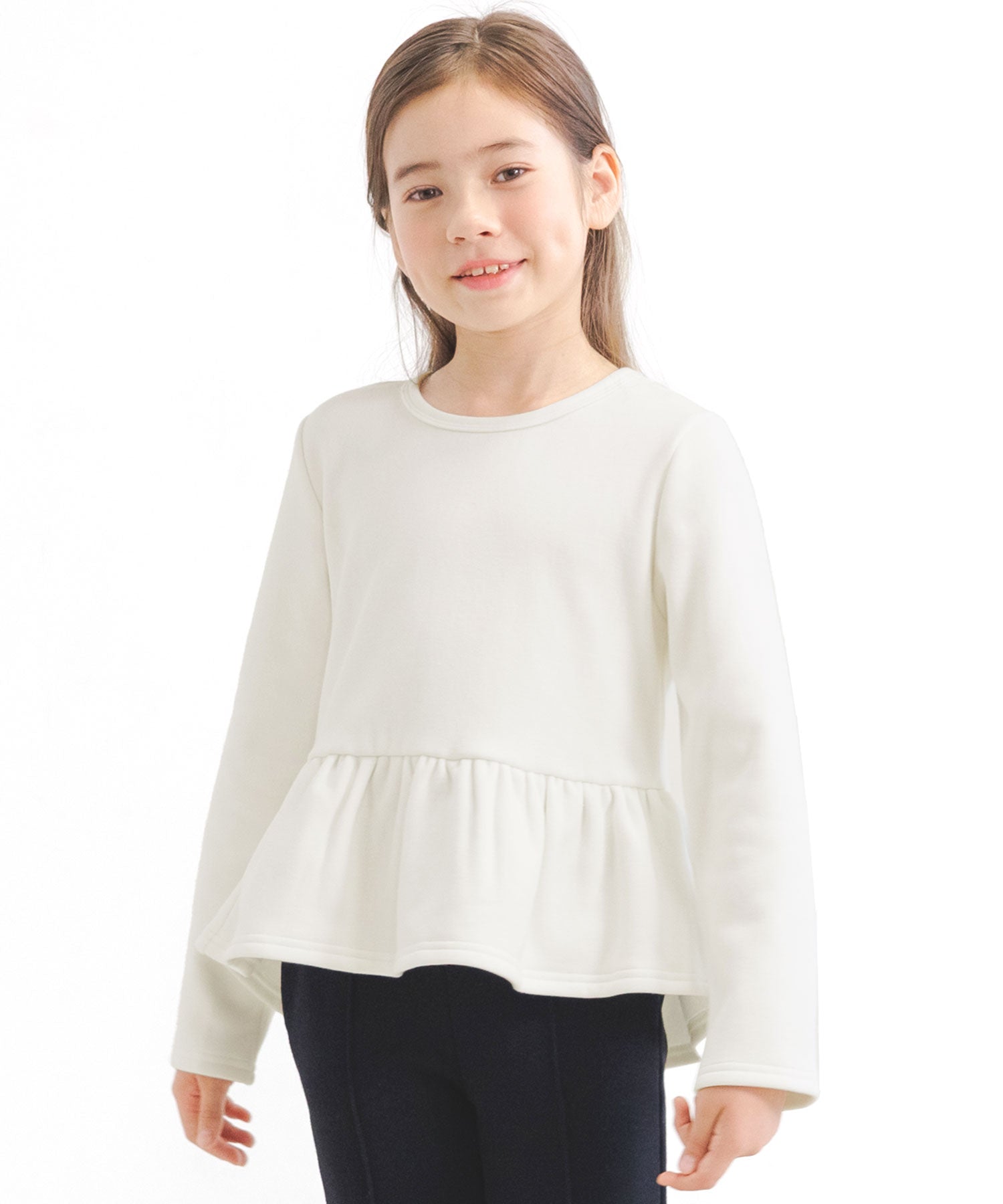 コドモフク ビー 子供服Bee 裏起毛ペプラムトップス
