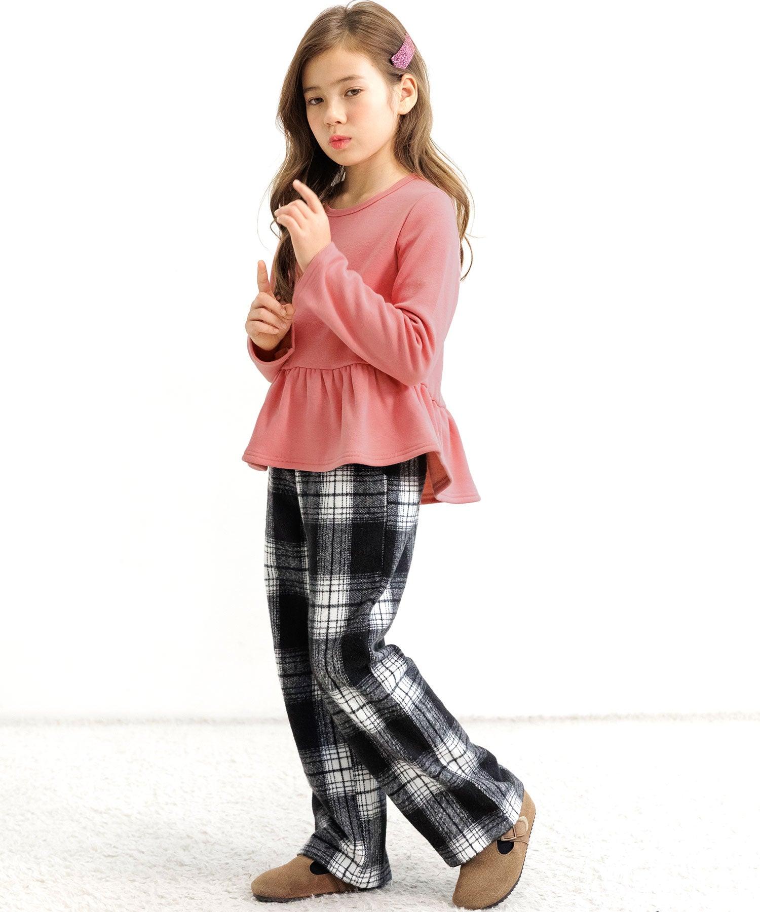 コドモフク ビー 子供服Bee 裏起毛ペプラムトップス
