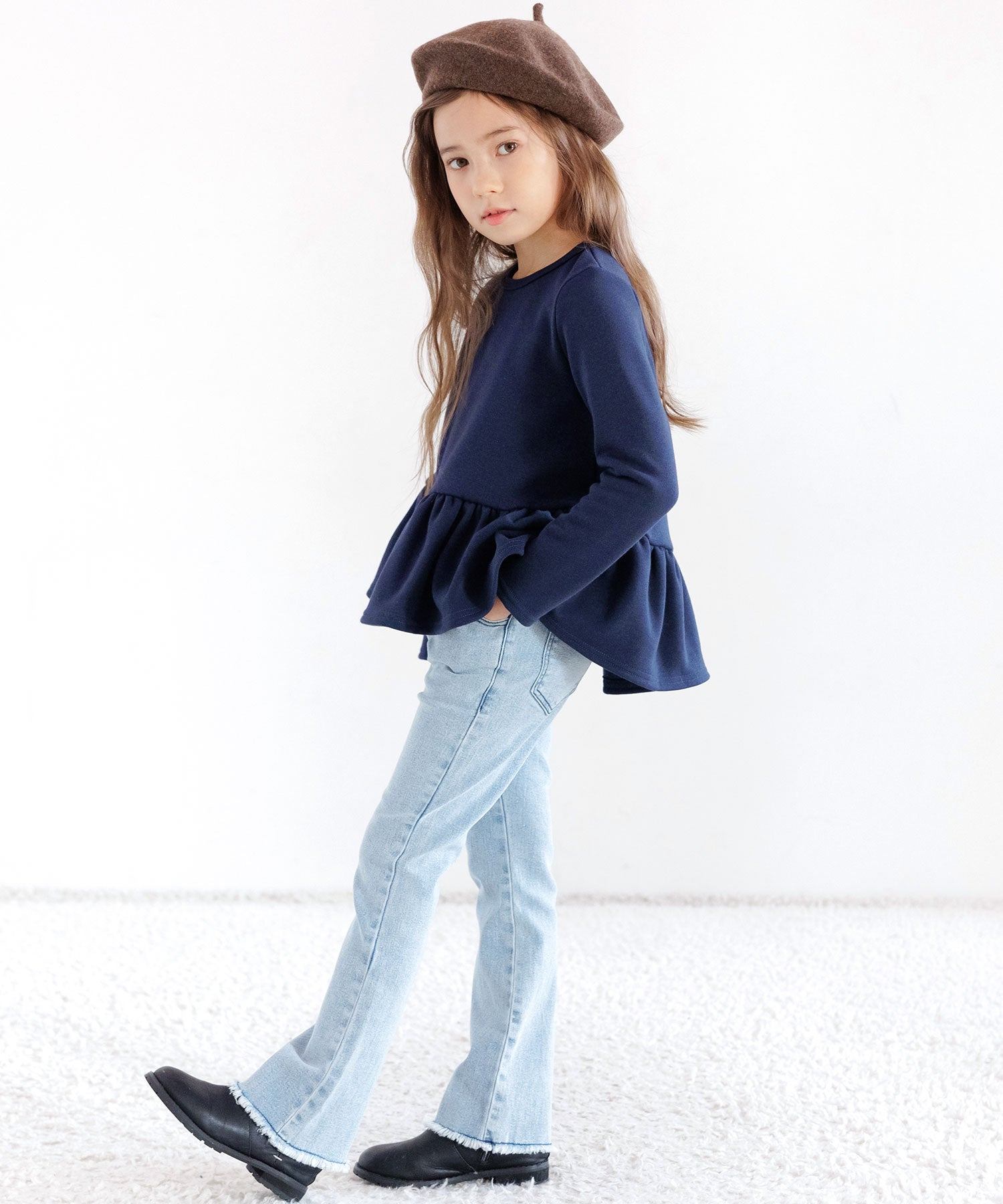 コドモフク ビー 子供服Bee 裏起毛ペプラムトップス