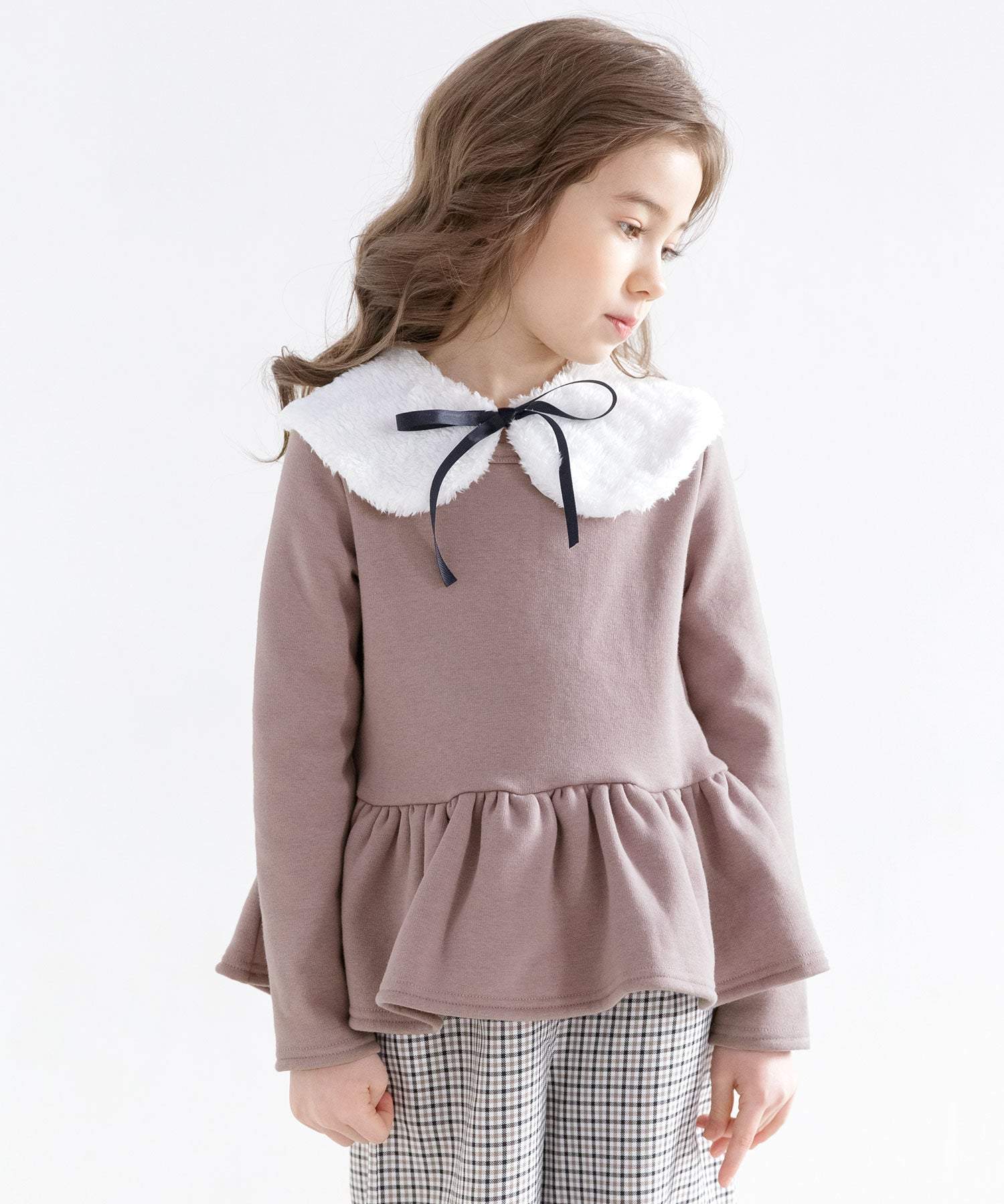 コドモフク ビー 子供服Bee 裏起毛ペプラムトップス