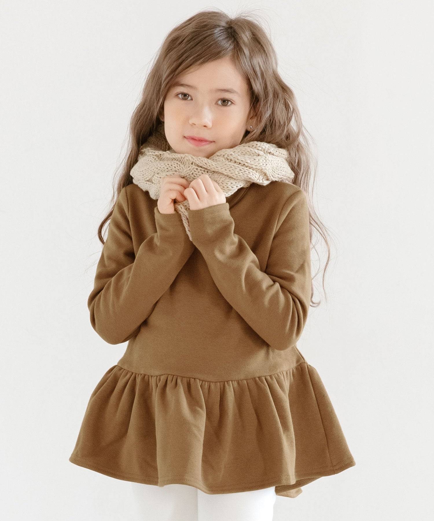 コドモフク ビー 子供服Bee 裏起毛ペプラムトップス