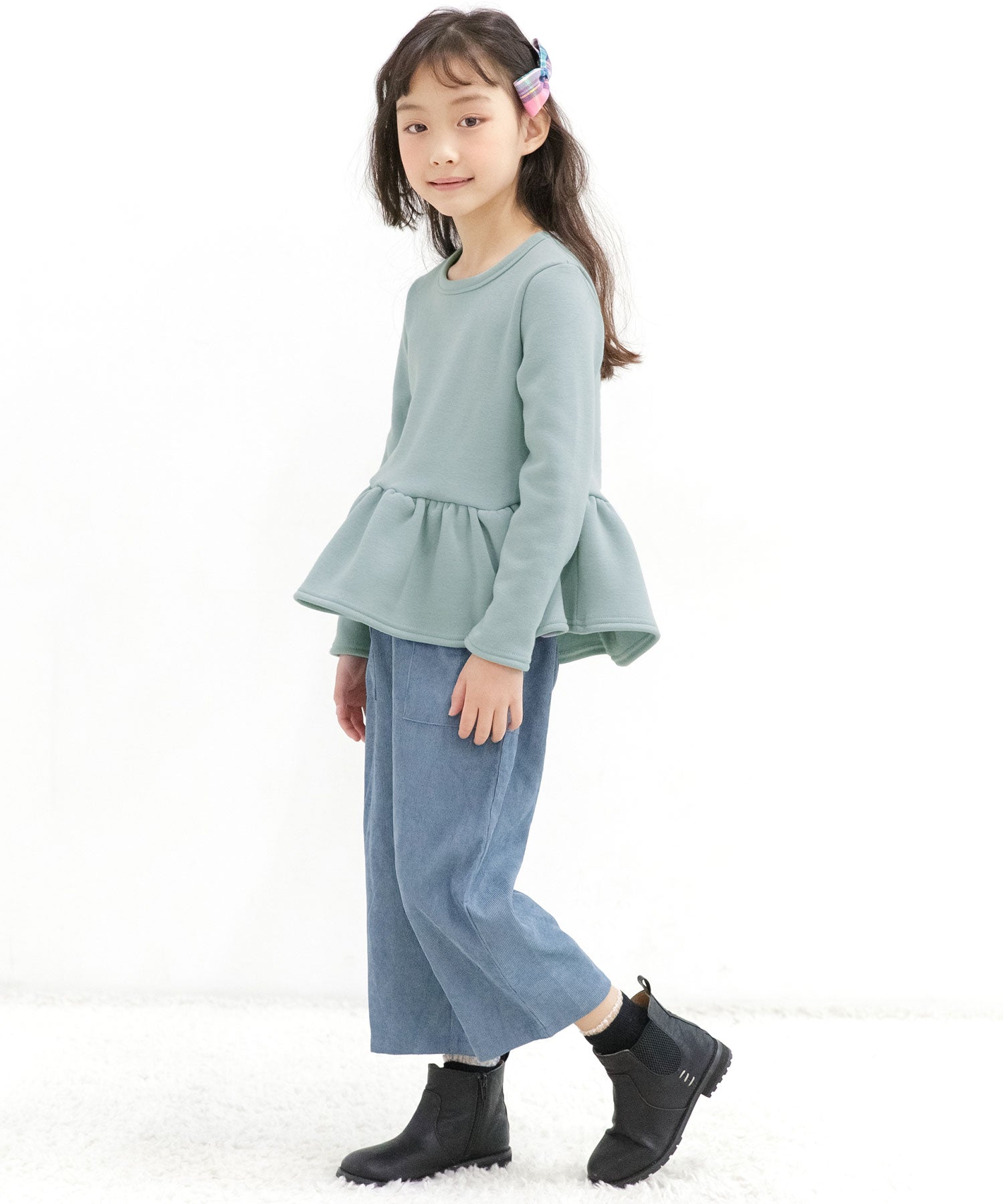 コドモフク ビー 子供服Bee 裏起毛ペプラムトップス