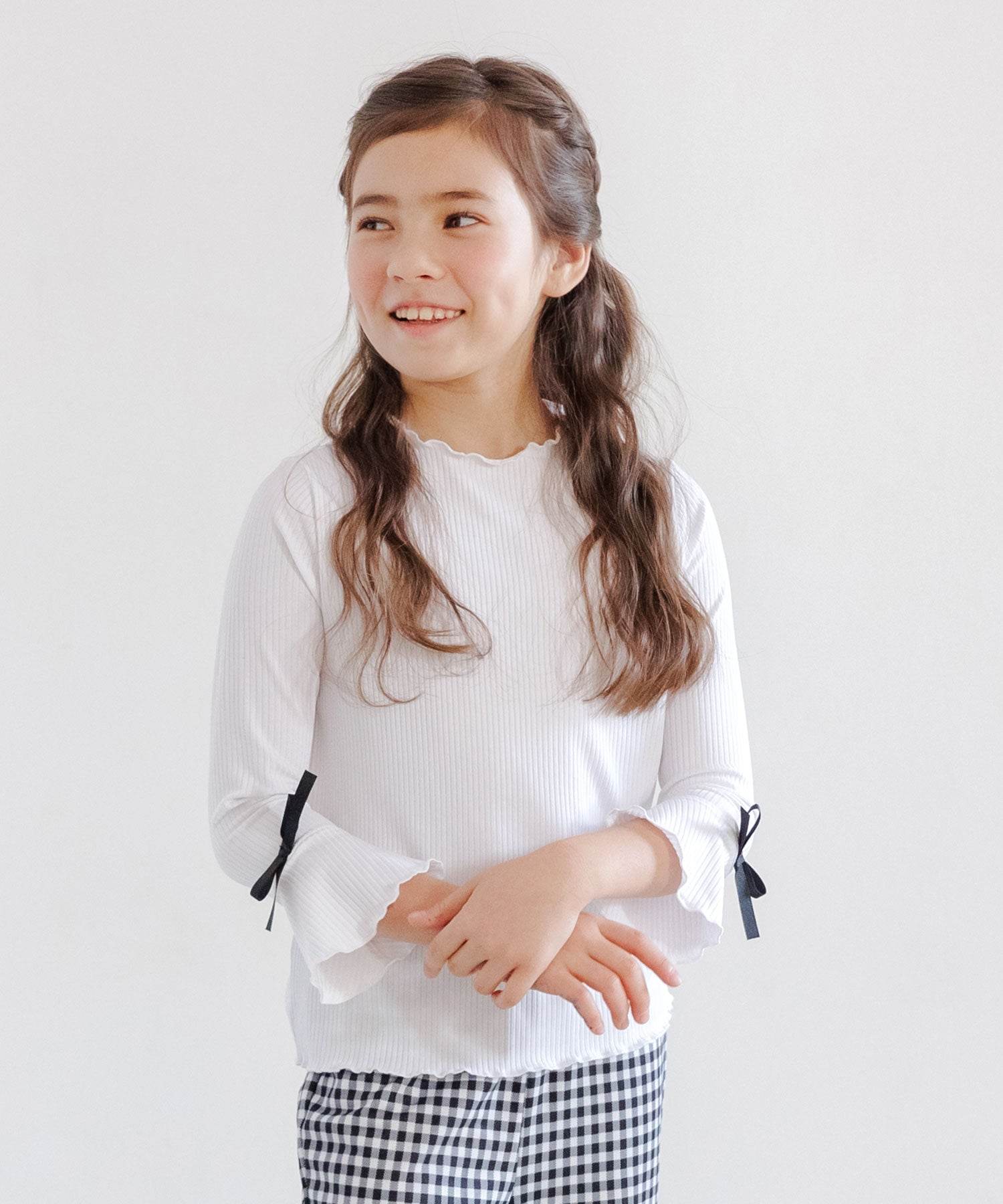 コドモフク ビー 子供服Bee 長袖リブトップス,Nホワイト