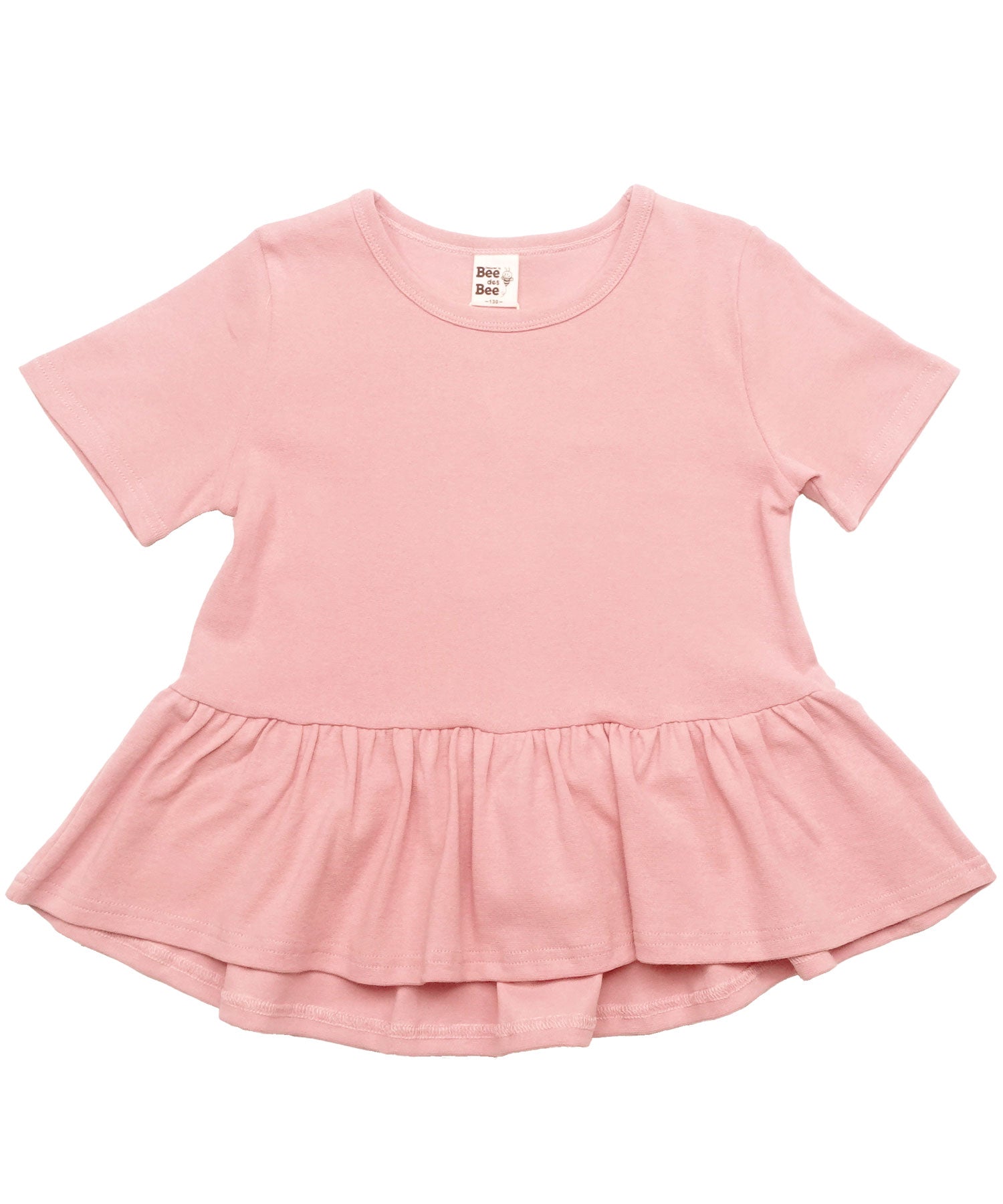コドモフク ビー 子供服Bee ぺプラム型フリルトップス,ピンク