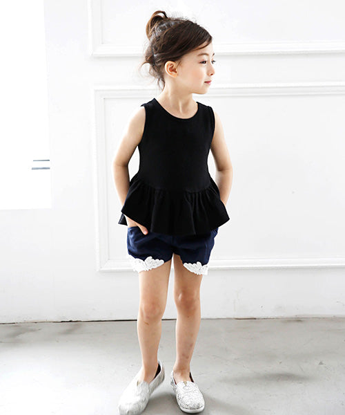 コドモフク ビー 子供服Bee 袖なしペプラムトップス