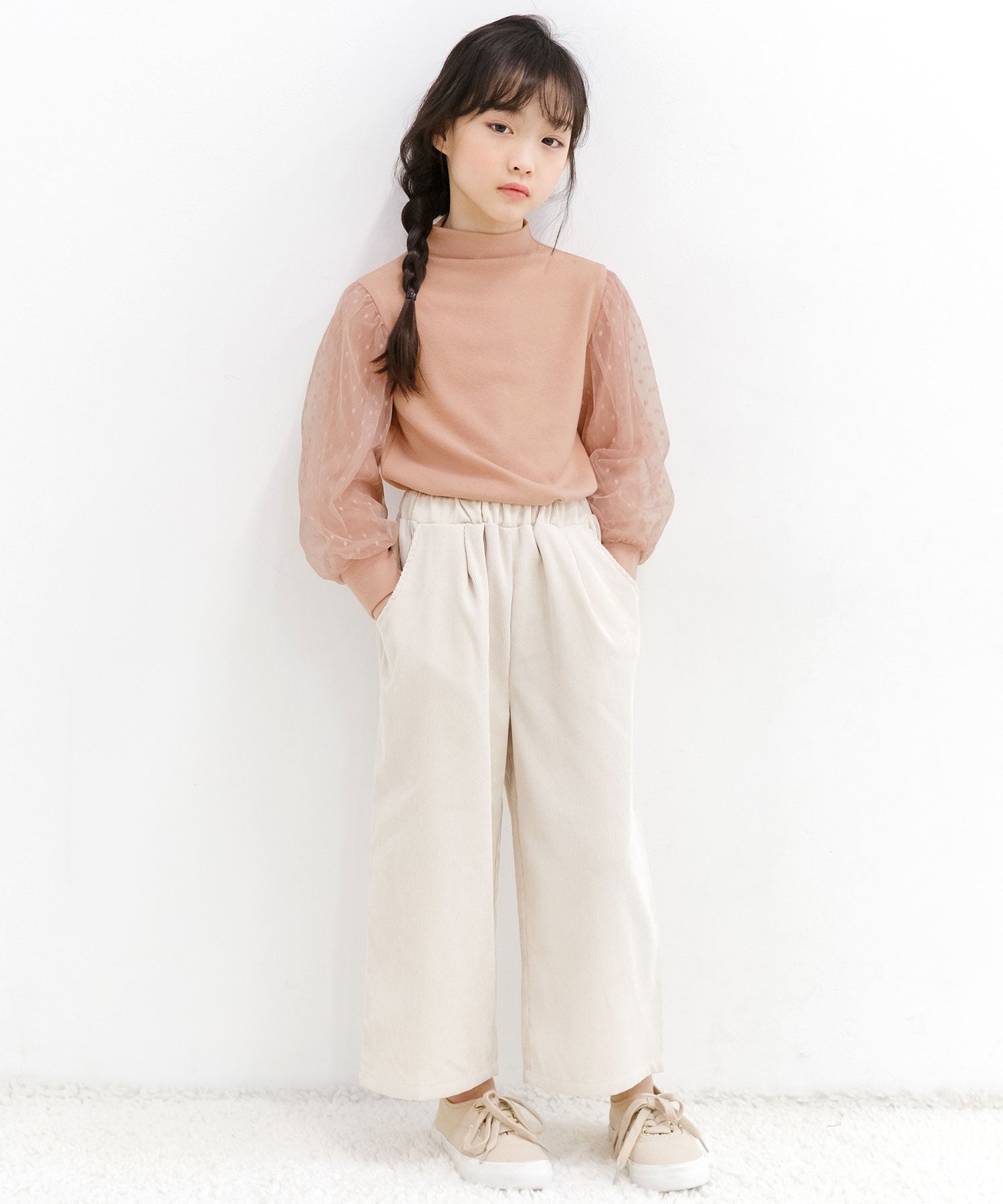 コドモフク ビー 子供服Bee 袖チュールトップス