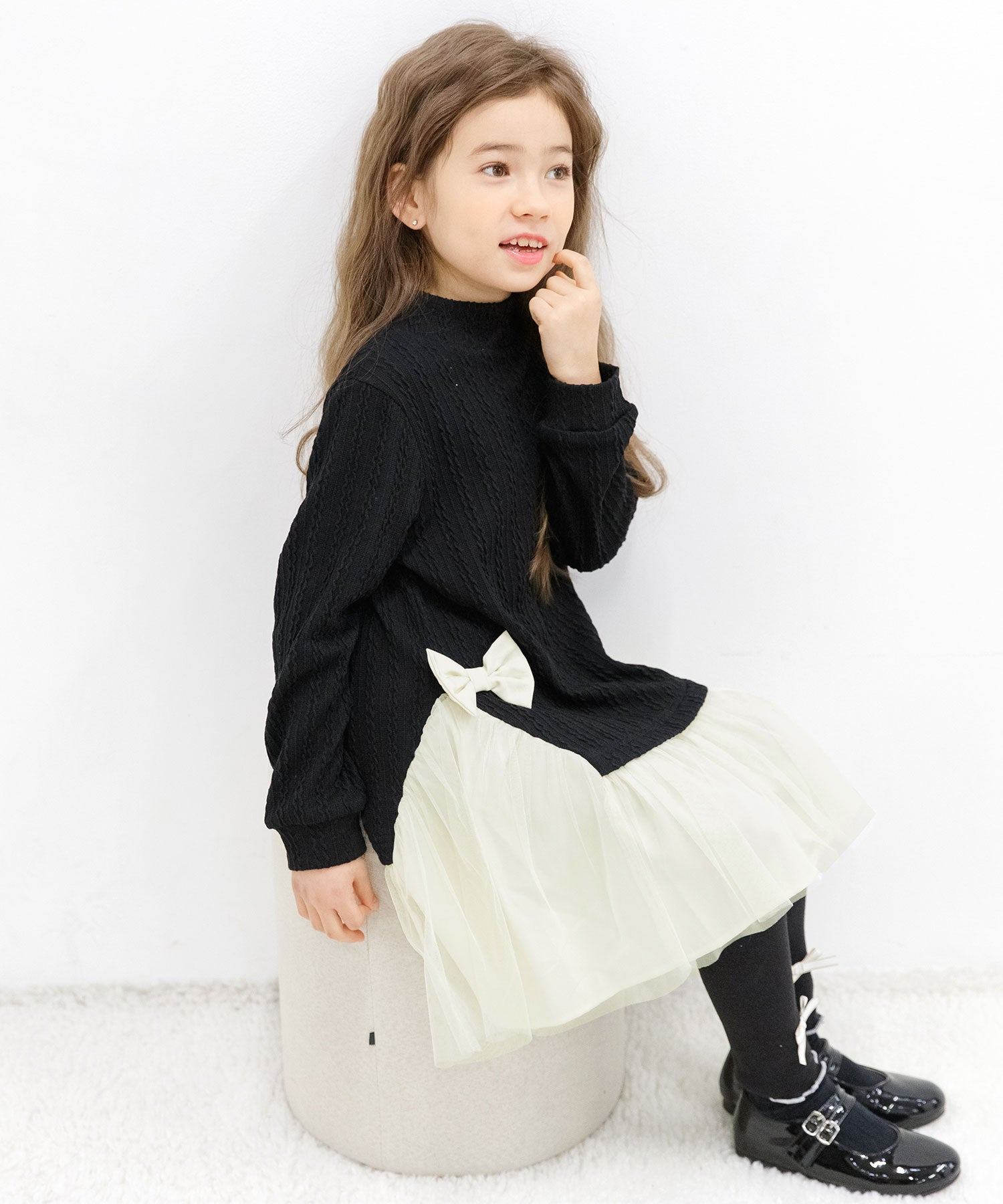 コドモフク ビー 子供服Bee 異素材切り替えワンピース