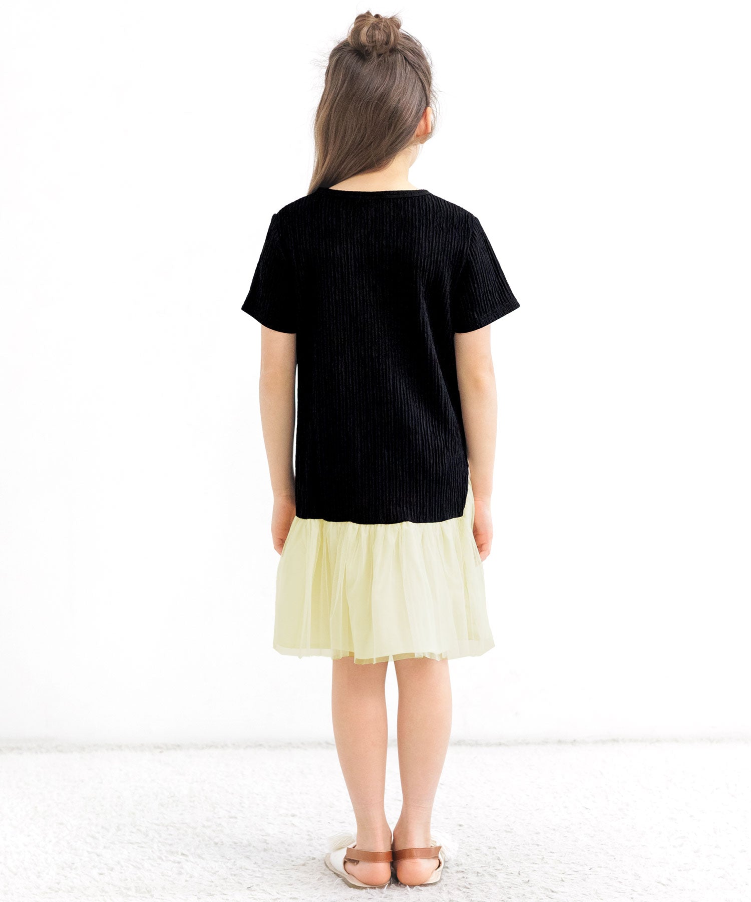 コドモフク ビー 子供服Bee 異素材切り替えワンピース ピンク