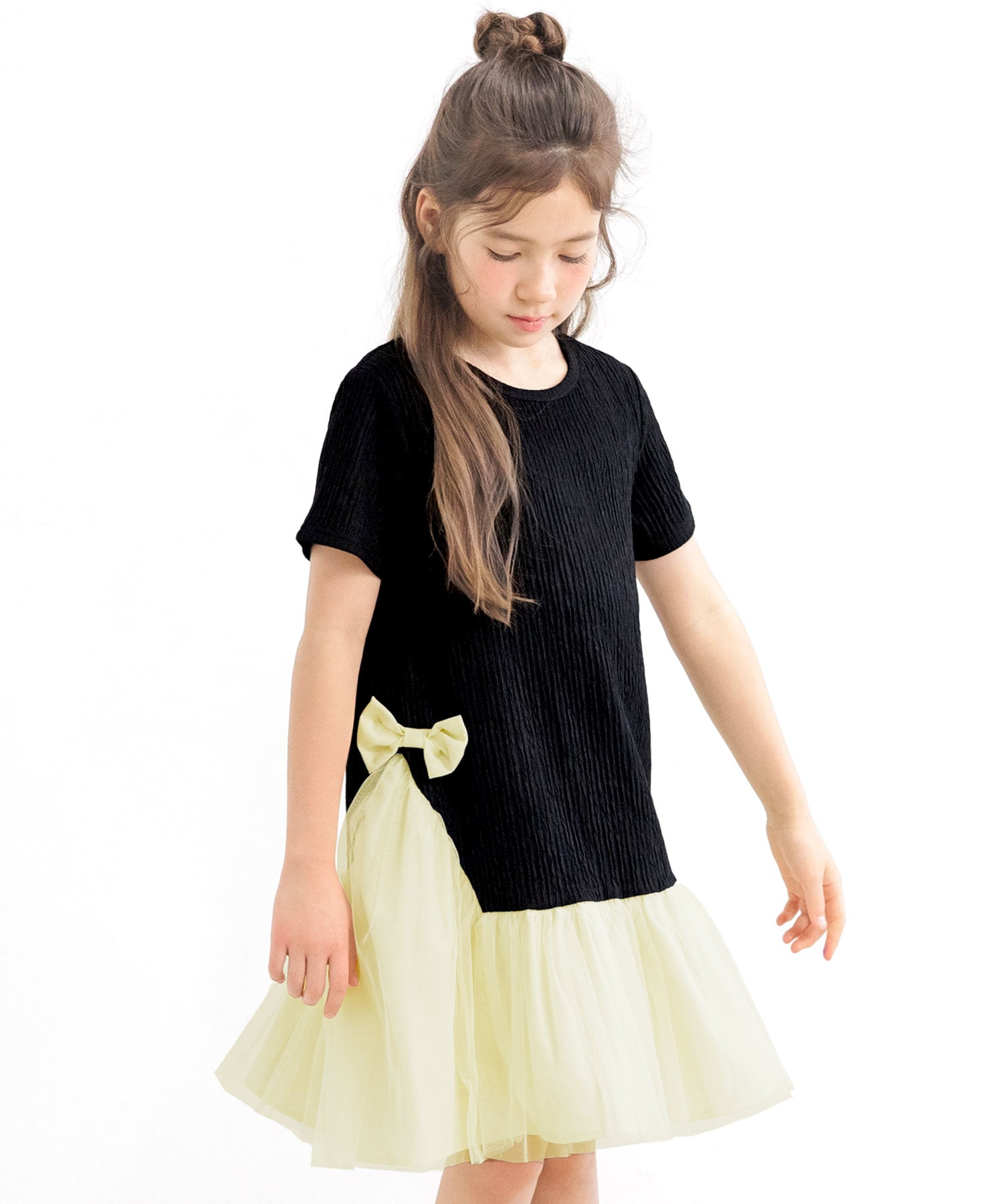 コドモフク ビー 子供服Bee 異素材切り替えワンピース ピンク