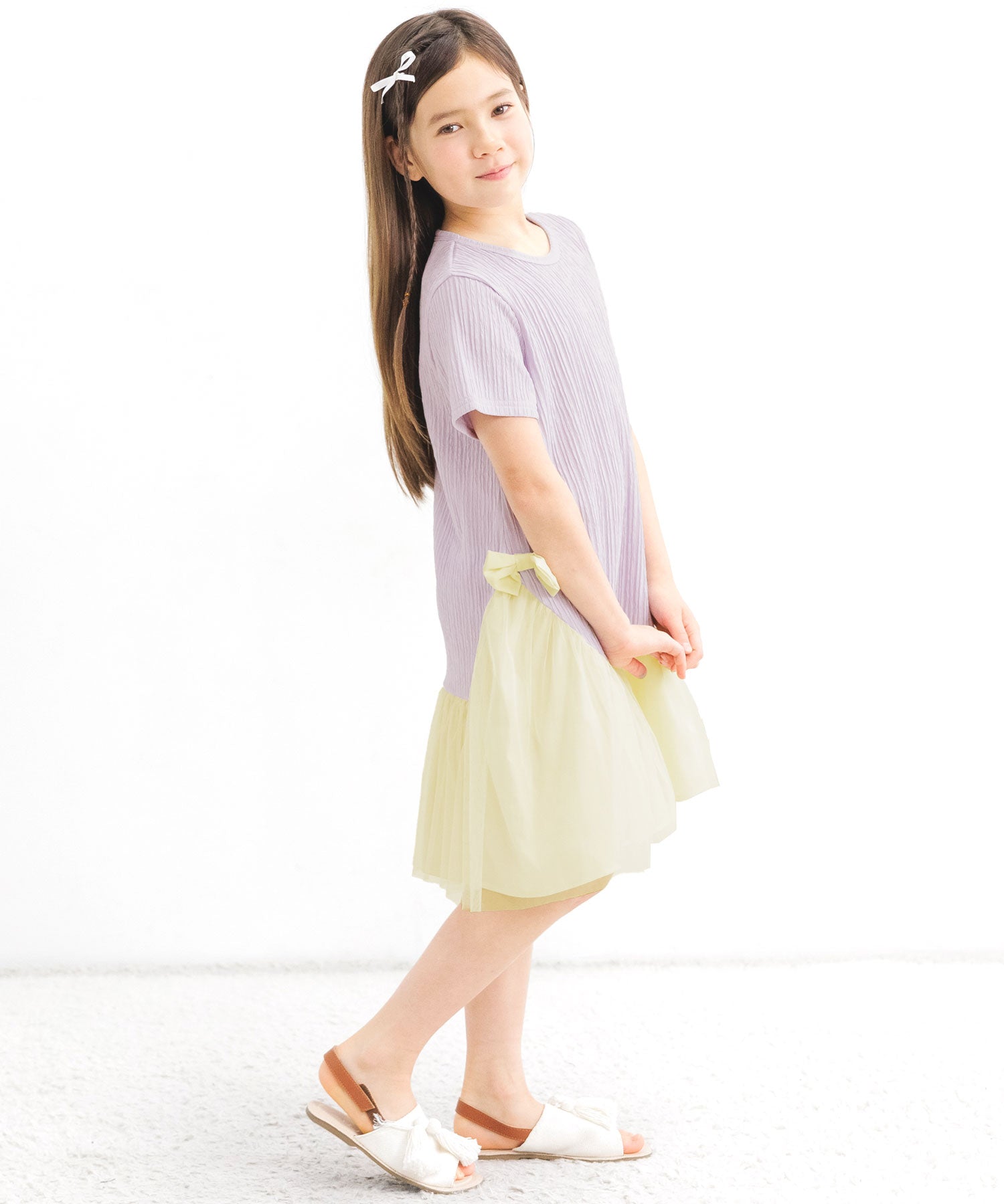 コドモフク ビー 子供服Bee 異素材切り替えワンピース ピンク