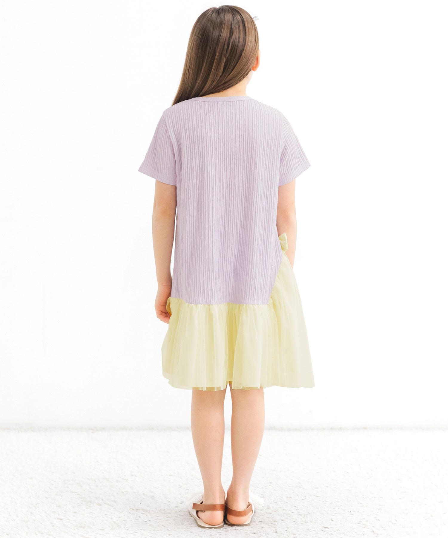 コドモフク ビー 子供服Bee 異素材切り替えワンピース ピンク