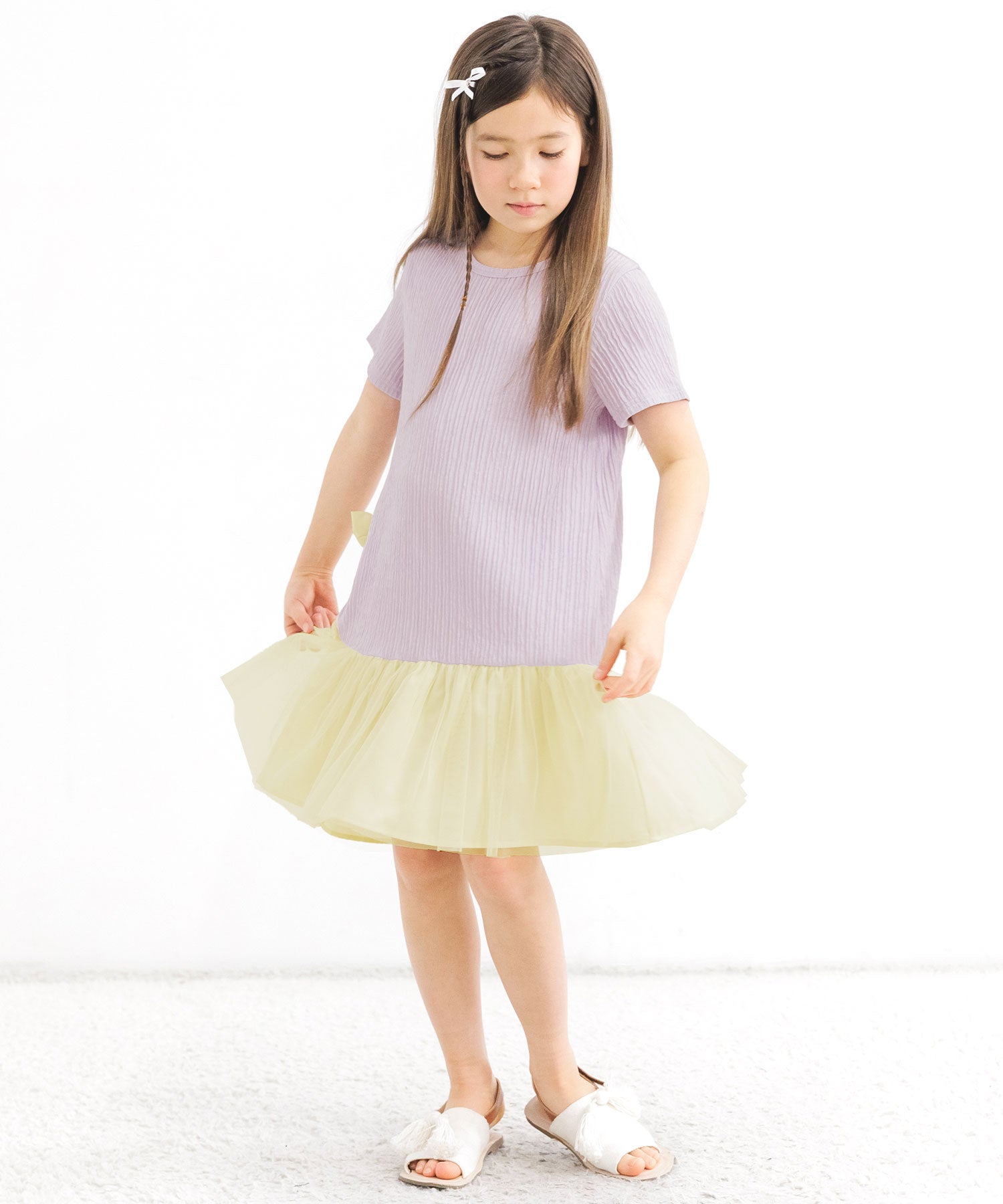 コドモフク ビー 子供服Bee 異素材切り替えワンピース ピンク