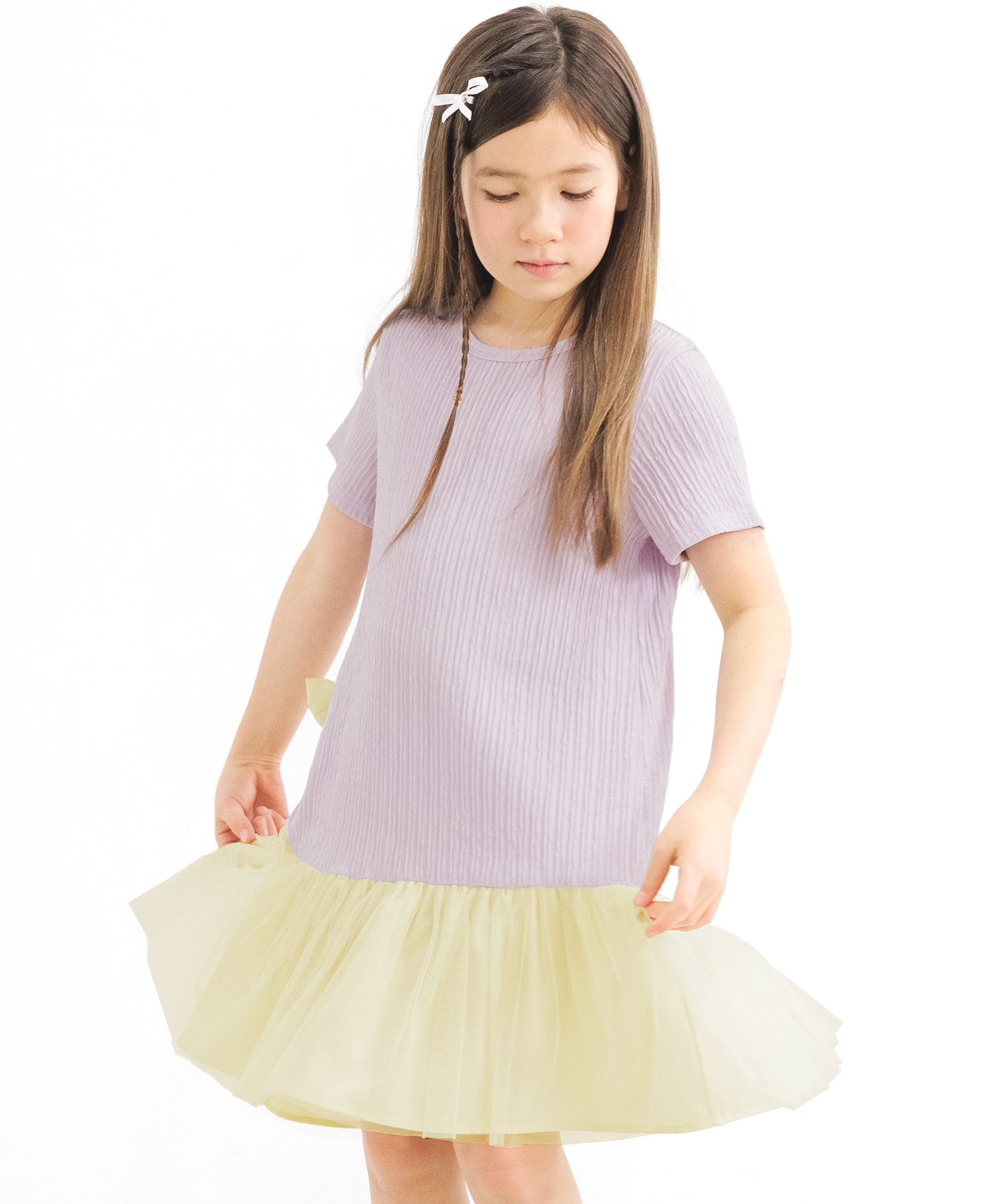 コドモフク ビー 子供服Bee 異素材切り替えワンピース ピンク