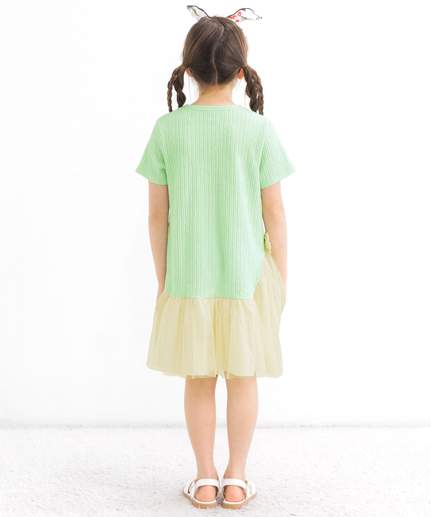 コドモフク ビー 子供服Bee 異素材切り替えワンピース ピンク