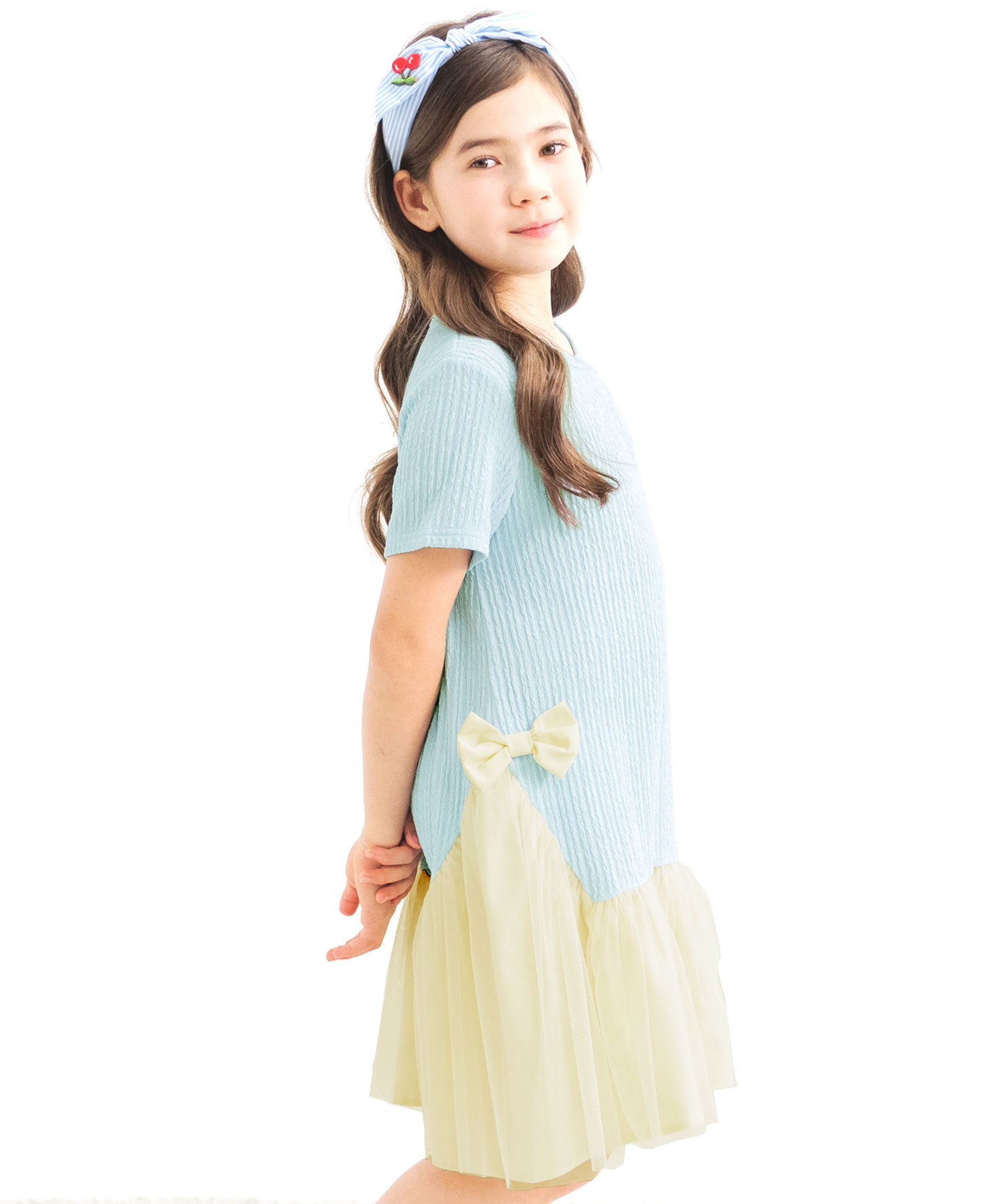 コドモフク ビー 子供服Bee 異素材切り替えワンピース ピンク