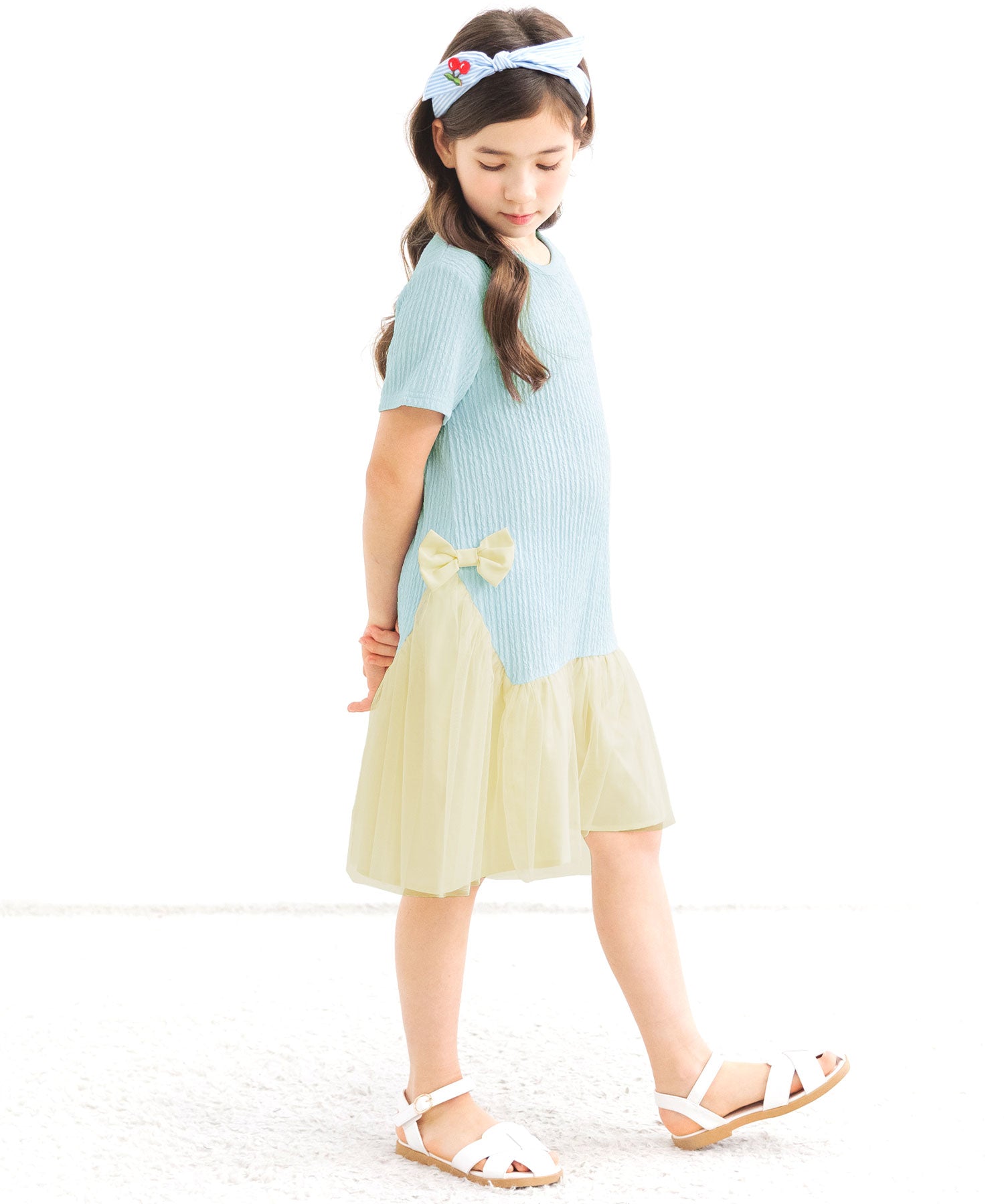 コドモフク ビー 子供服Bee 異素材切り替えワンピース ピンク