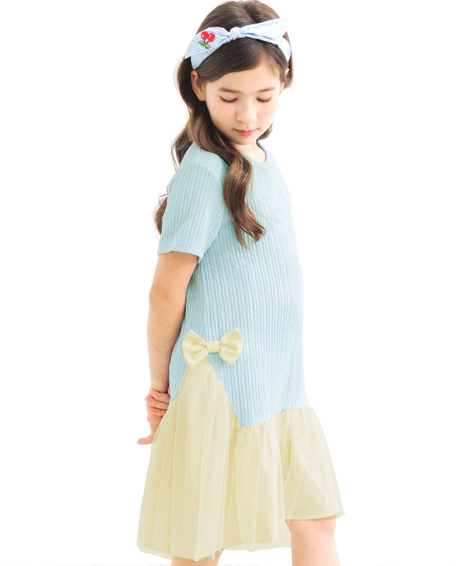 コドモフク ビー 子供服Bee 異素材切り替えワンピース ピンク