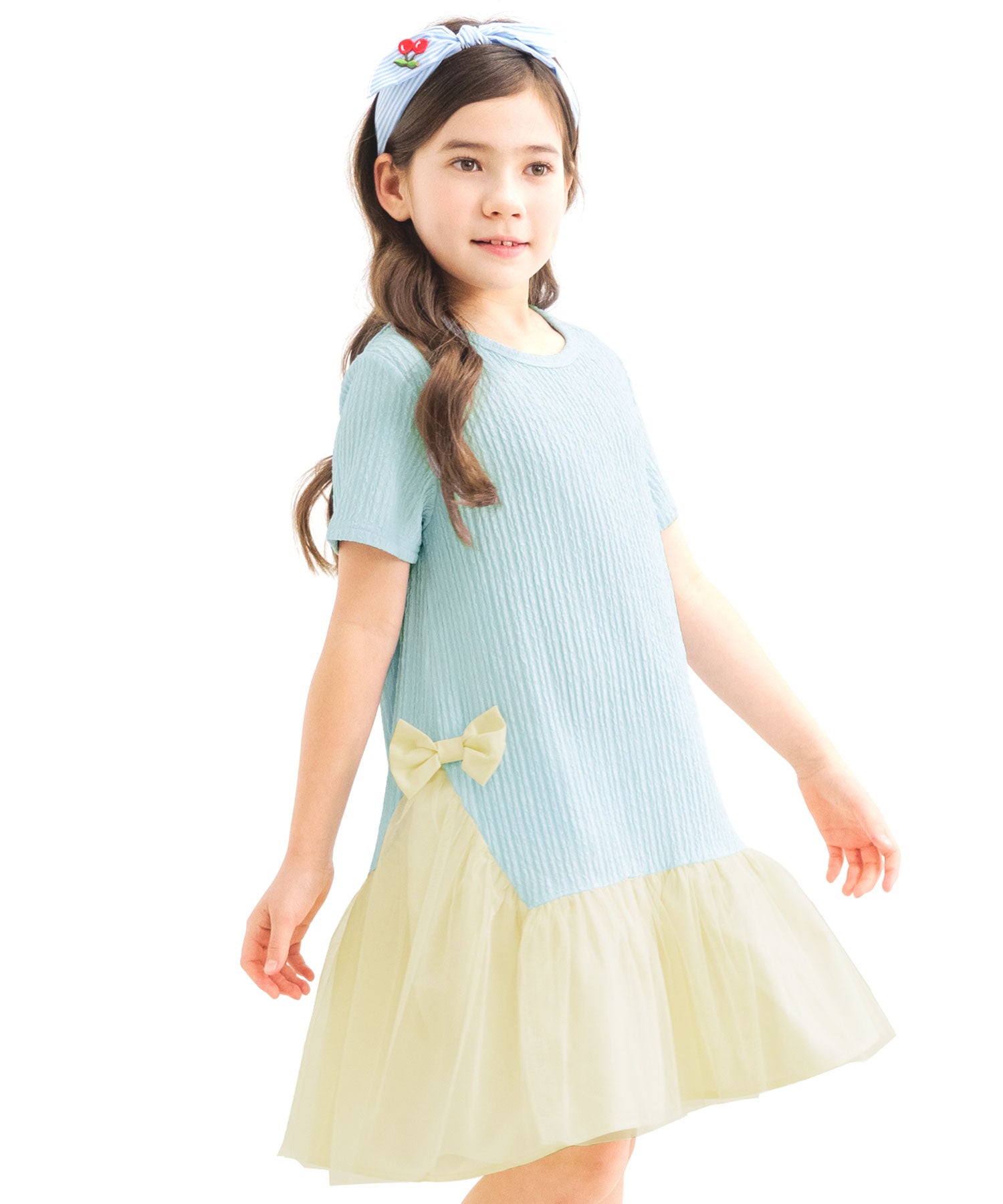 コドモフク ビー 子供服Bee 異素材切り替えワンピース ピンク