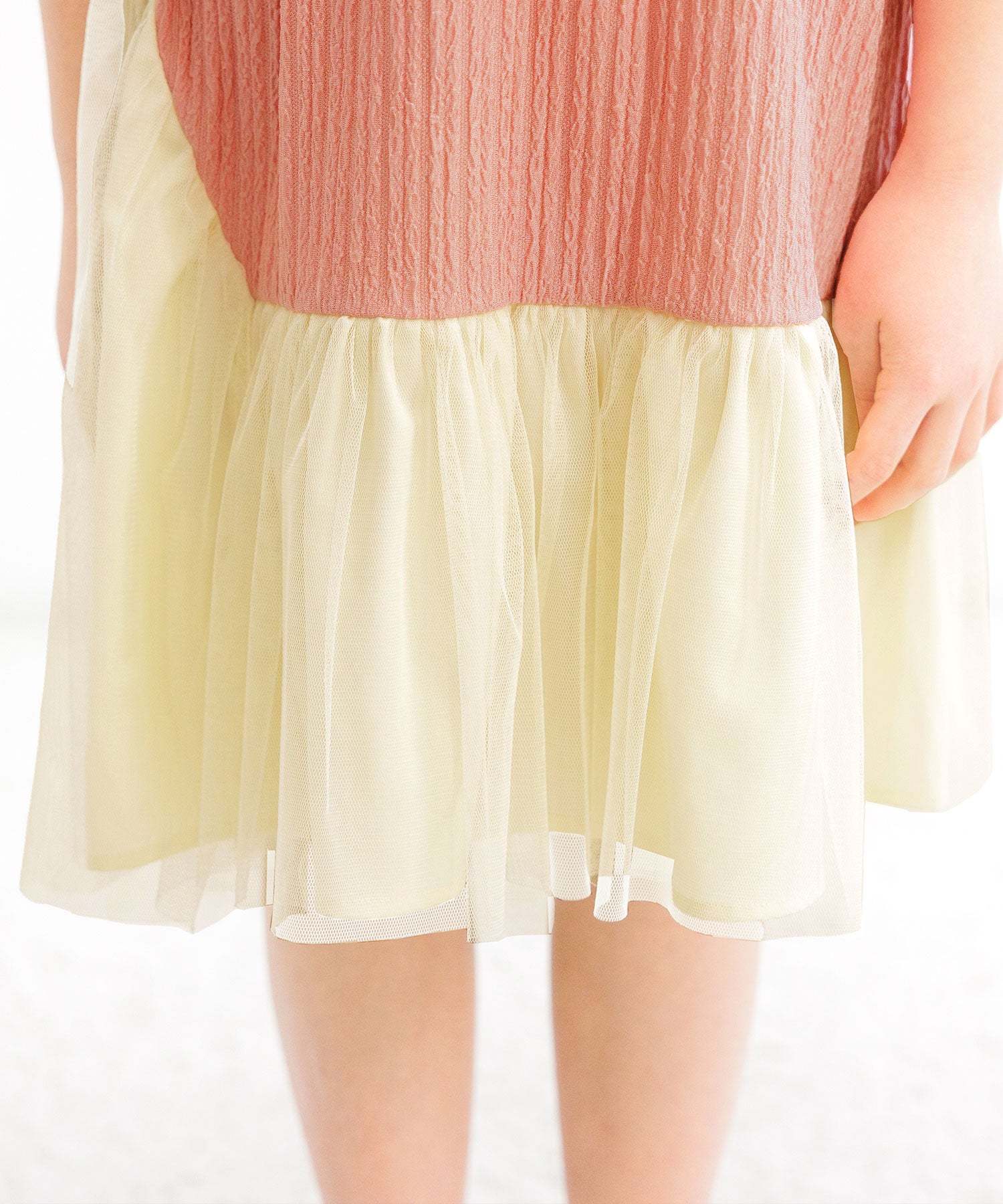 コドモフク ビー 子供服Bee 異素材切り替えワンピース ピンク