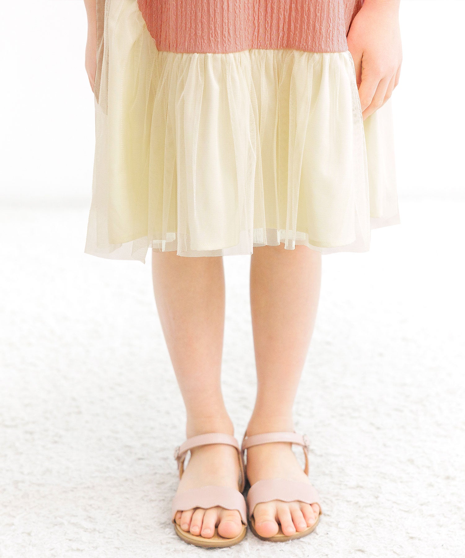 コドモフク ビー 子供服Bee 異素材切り替えワンピース ピンク