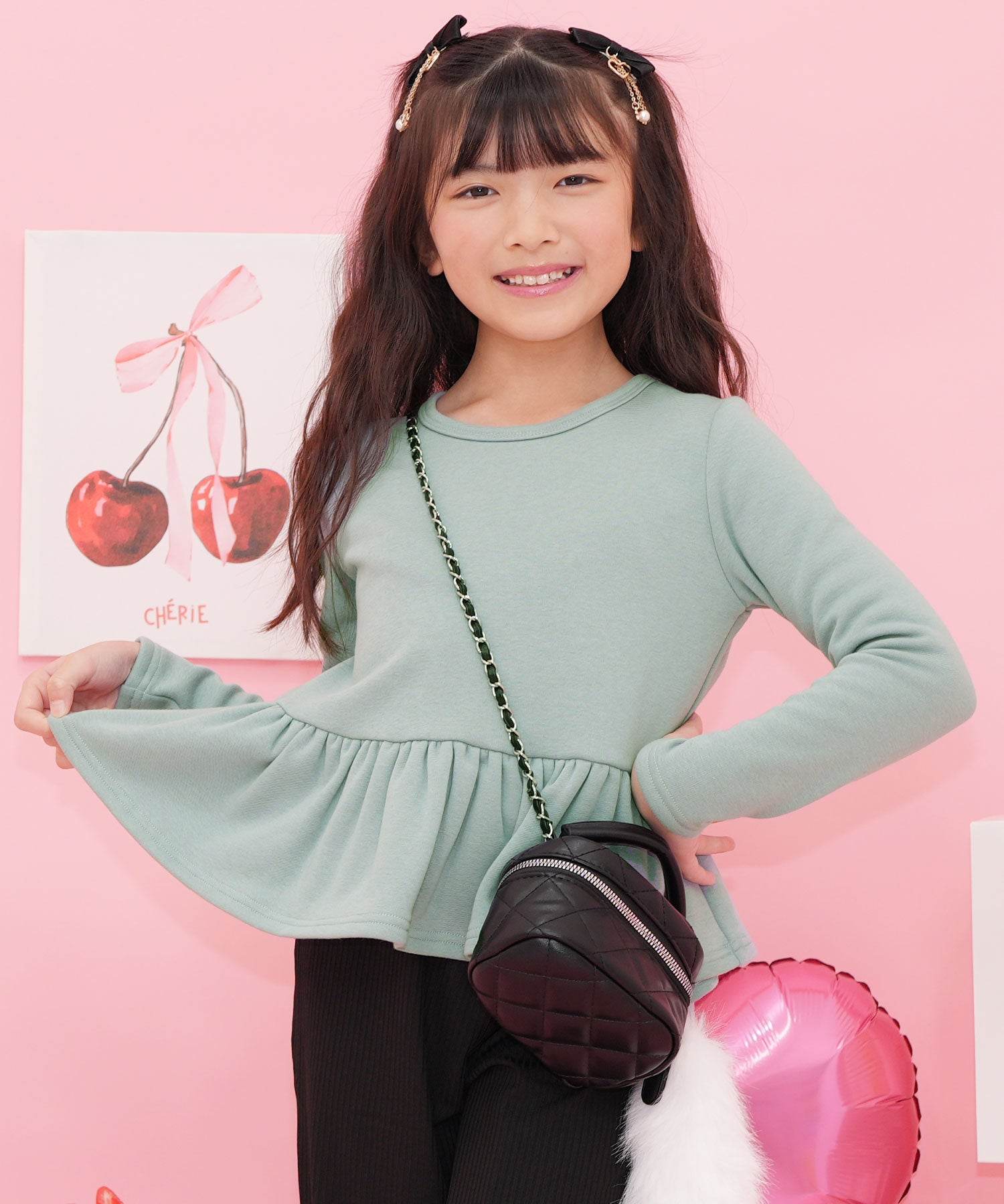 Kodomo Fuku Bee Kids' Clothing Bee Fleece-Lined Peplum Top