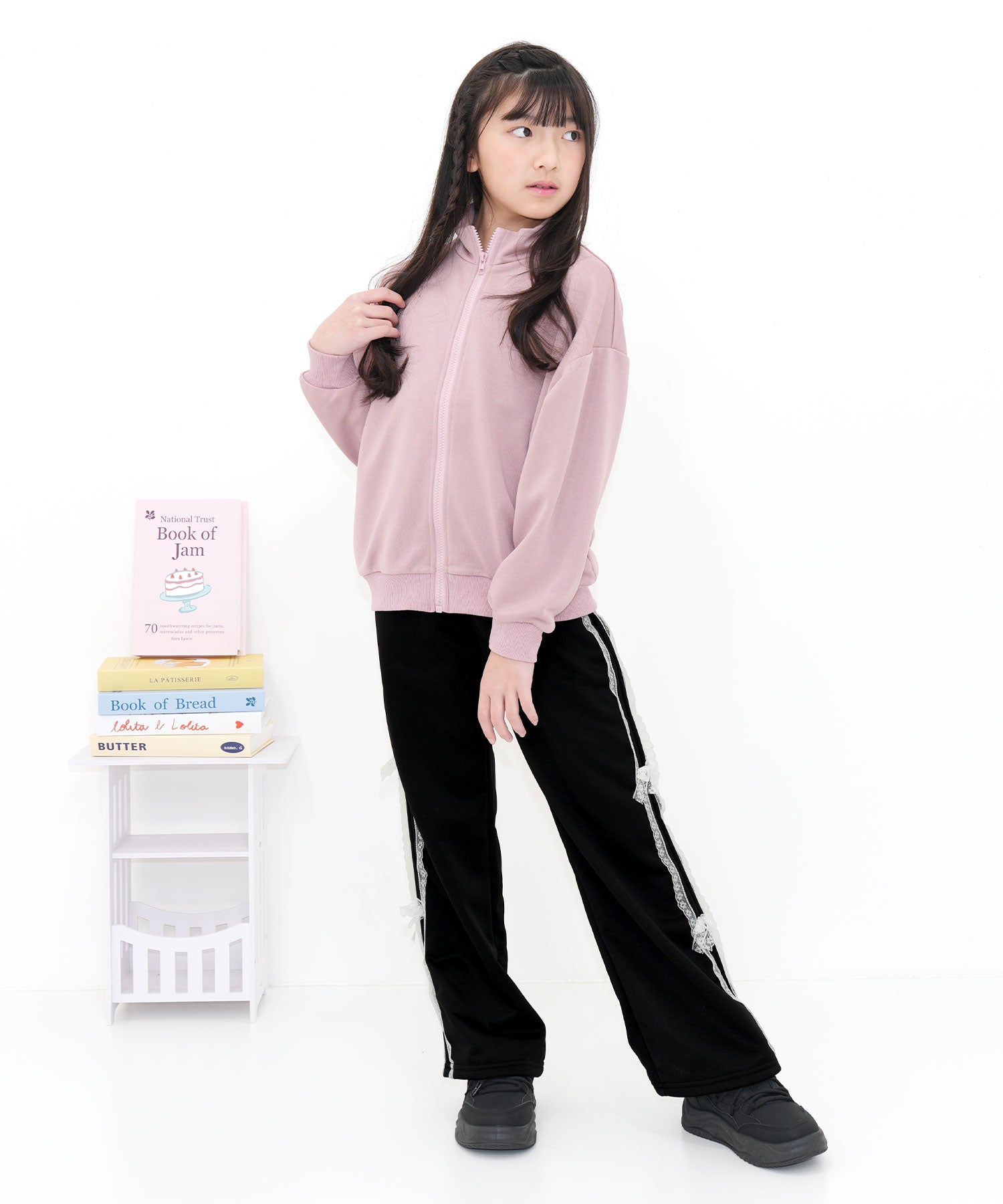 コドモフク ビー 子供服Bee レースラインリボンパンツ （ブラック×レースライン） ブラック×レースライン